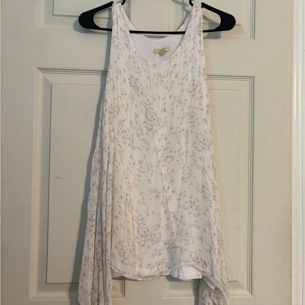 Floral White Sleeveless Mini Dress